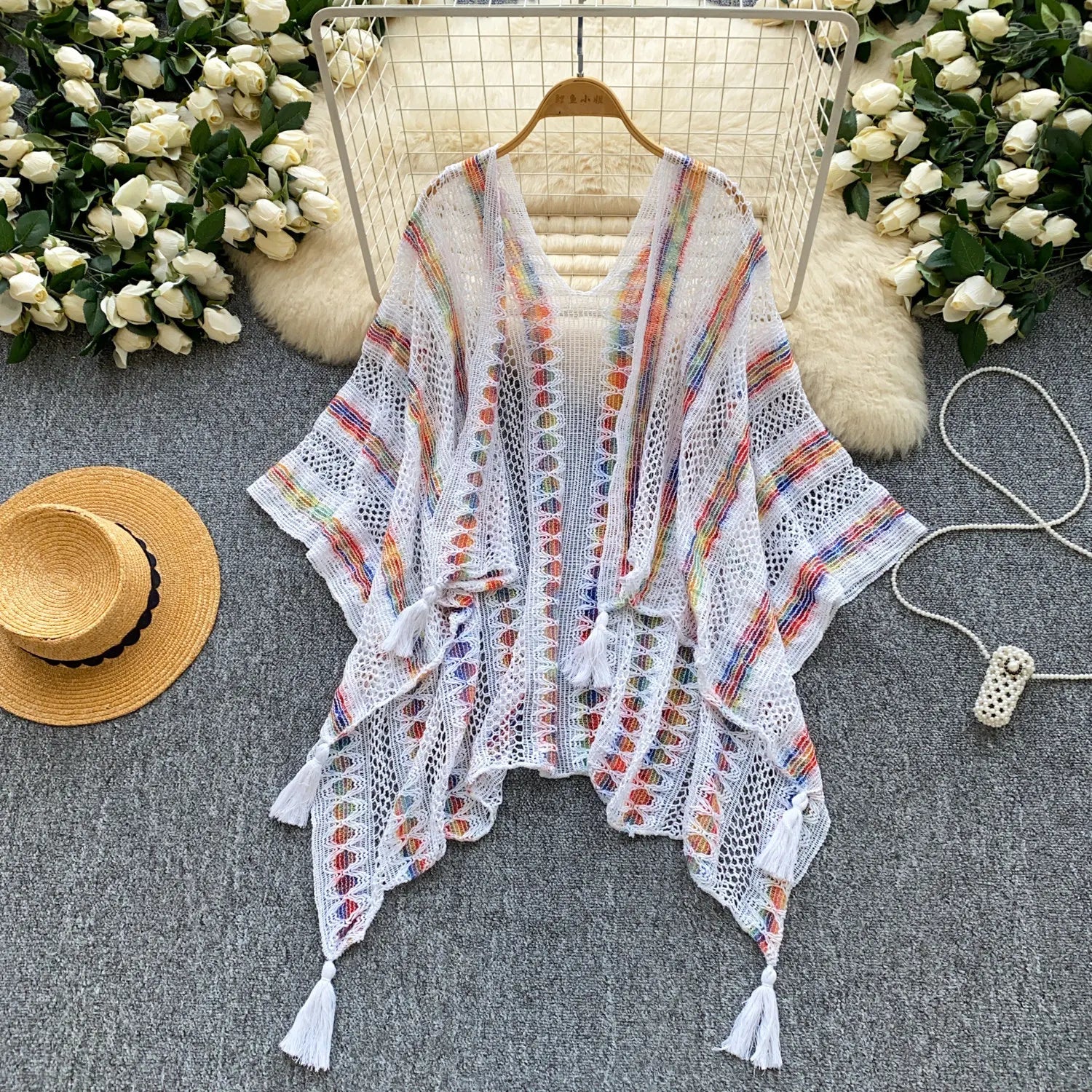 Kimono de Plage Bohème en Tricot Léger