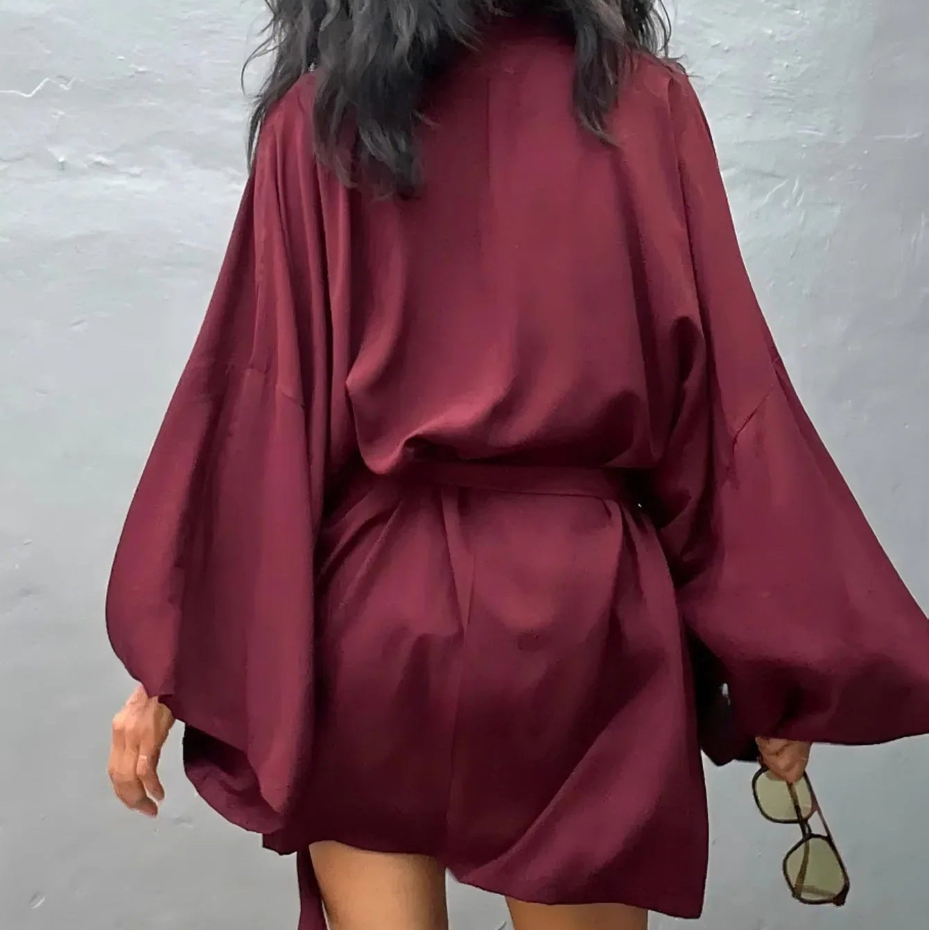 Kimono de Plage Bordeaux Fluide Dos