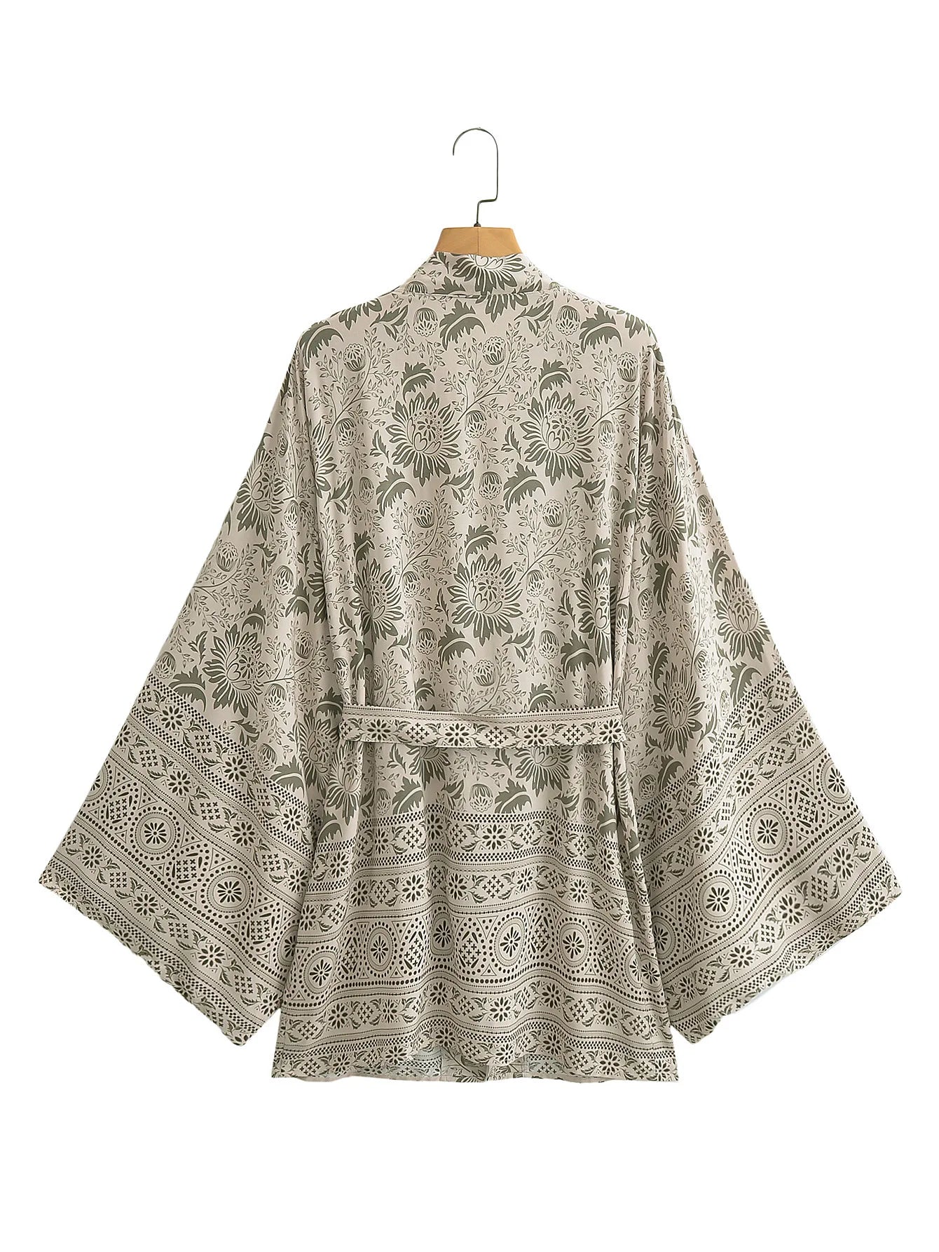 Kimono de Plage Court Gris Design Dos