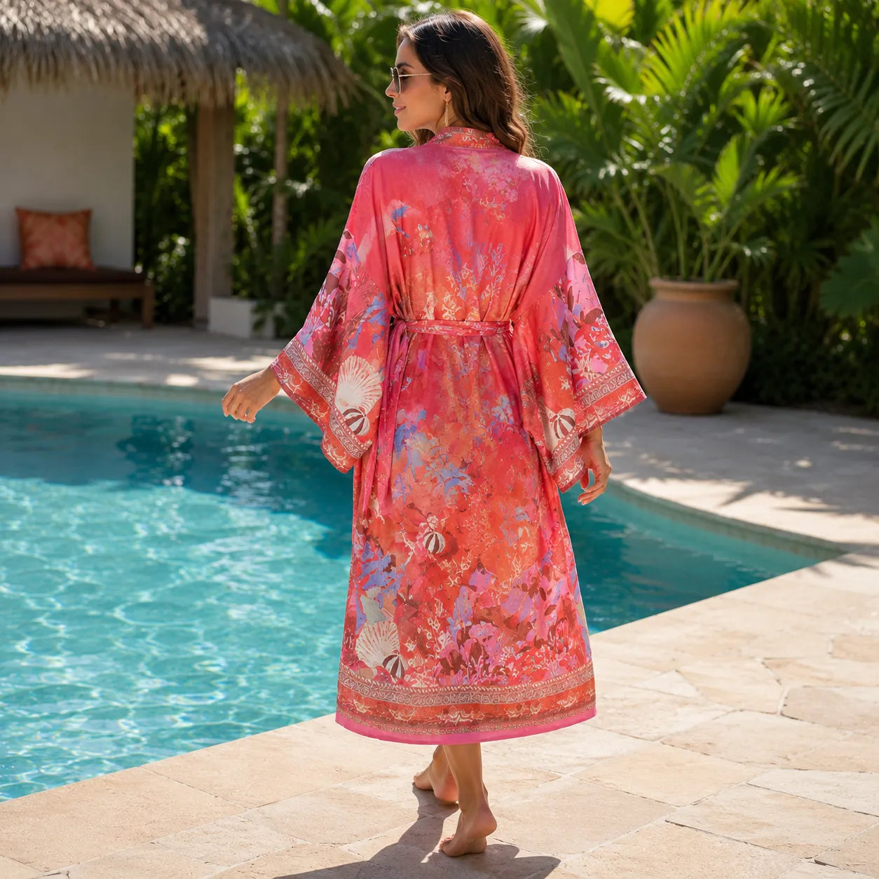 Kimono de Plage Femme Coquillage Design