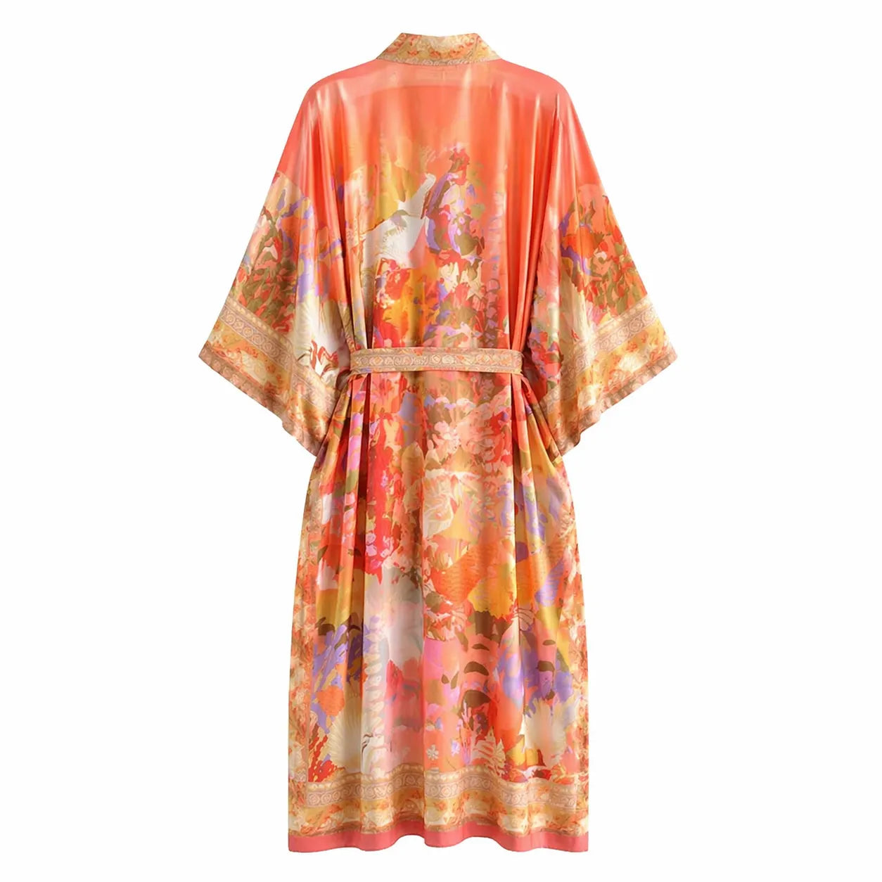 Kimono de Plage Fleuri Chic Dos