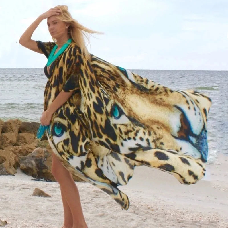 Kimono de Plage Motif Tigre fluide