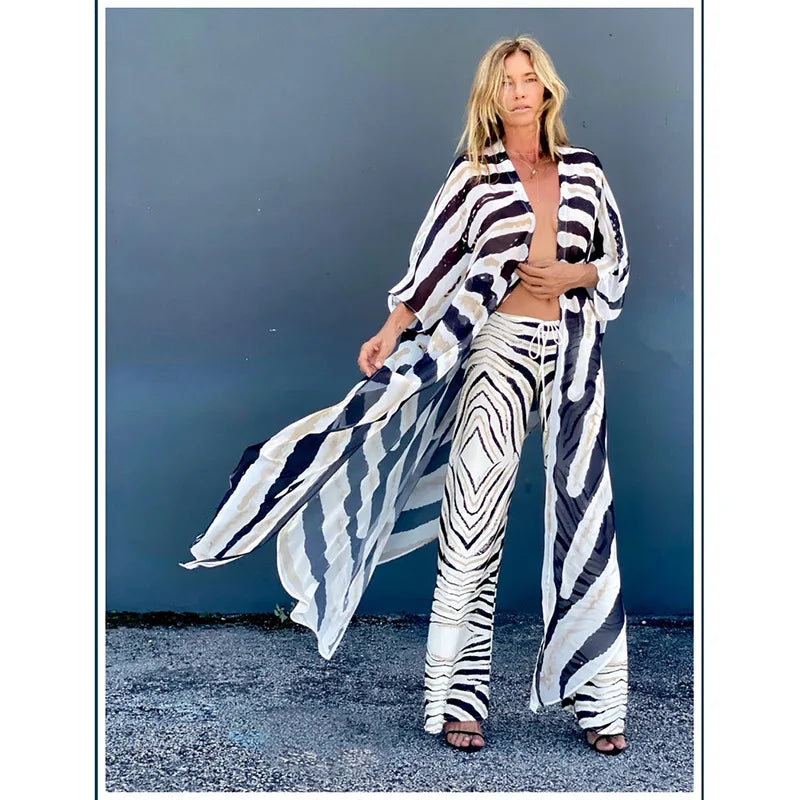 Kimono de Plage à Motif Zébré