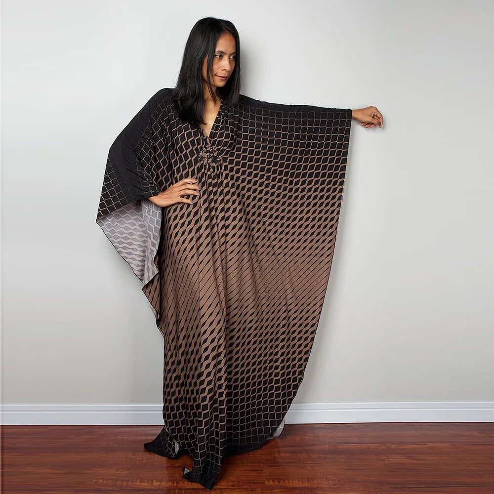 Kimono de Plage Noir Graphique