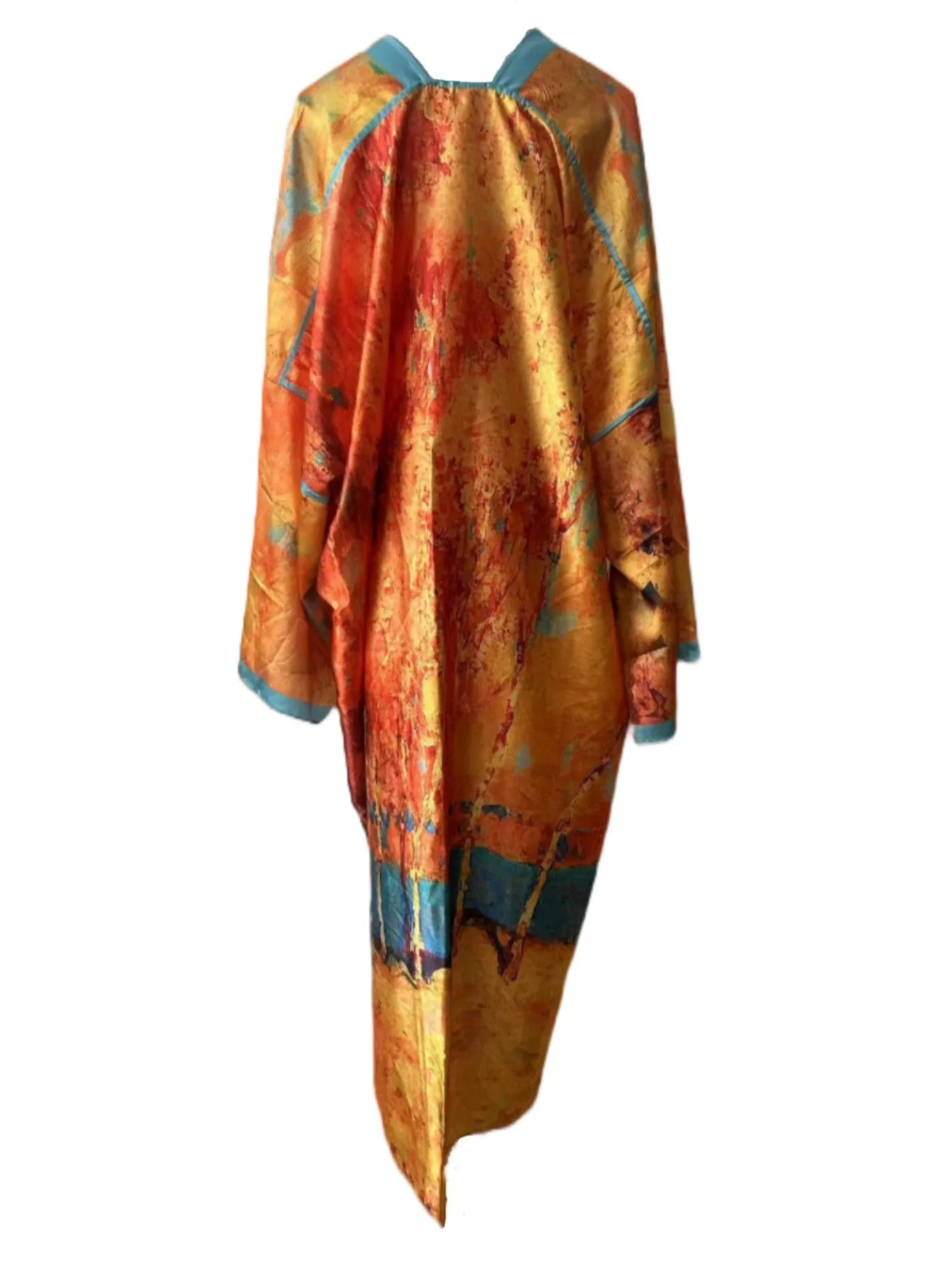 Kimono de Plage Orange ample Imprimé