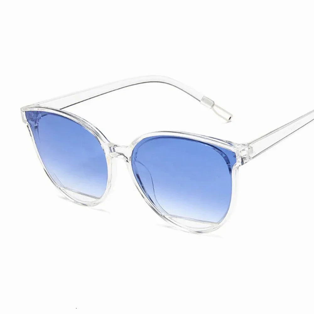 Lunettes de Soleil Femme Rétro Bleu-Transparent