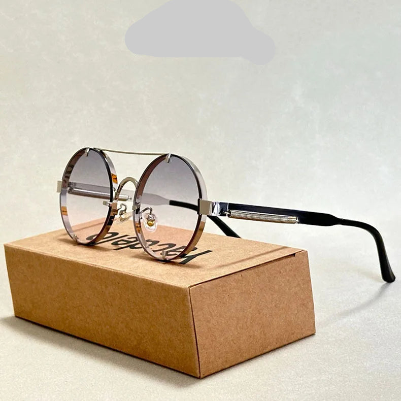 Lunettes de Soleil Rondes Vintage Blanc