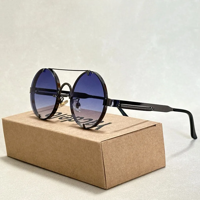 Lunettes de Soleil Rondes Vintage Bleu marine