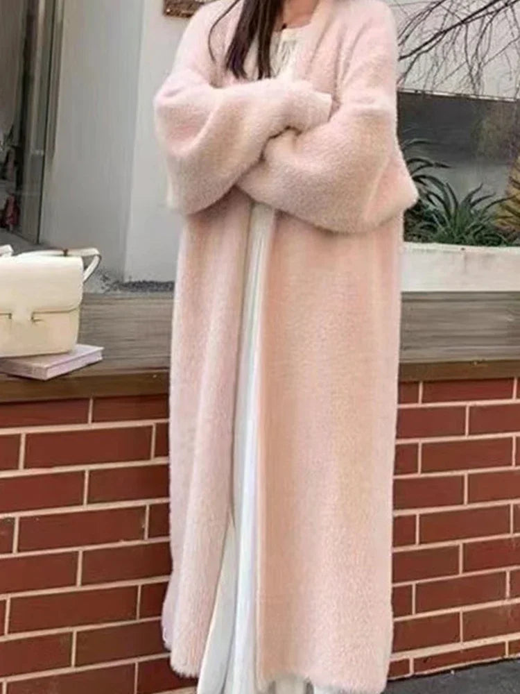 Manteau Douillet Style Kimono Rose