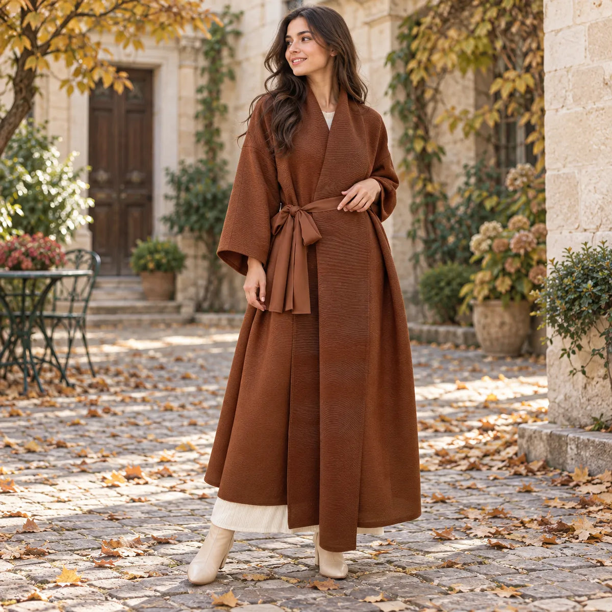Manteau Kimono Long Marron