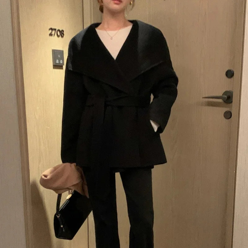 Manteau Kimono Stylé en Laine Décontracté