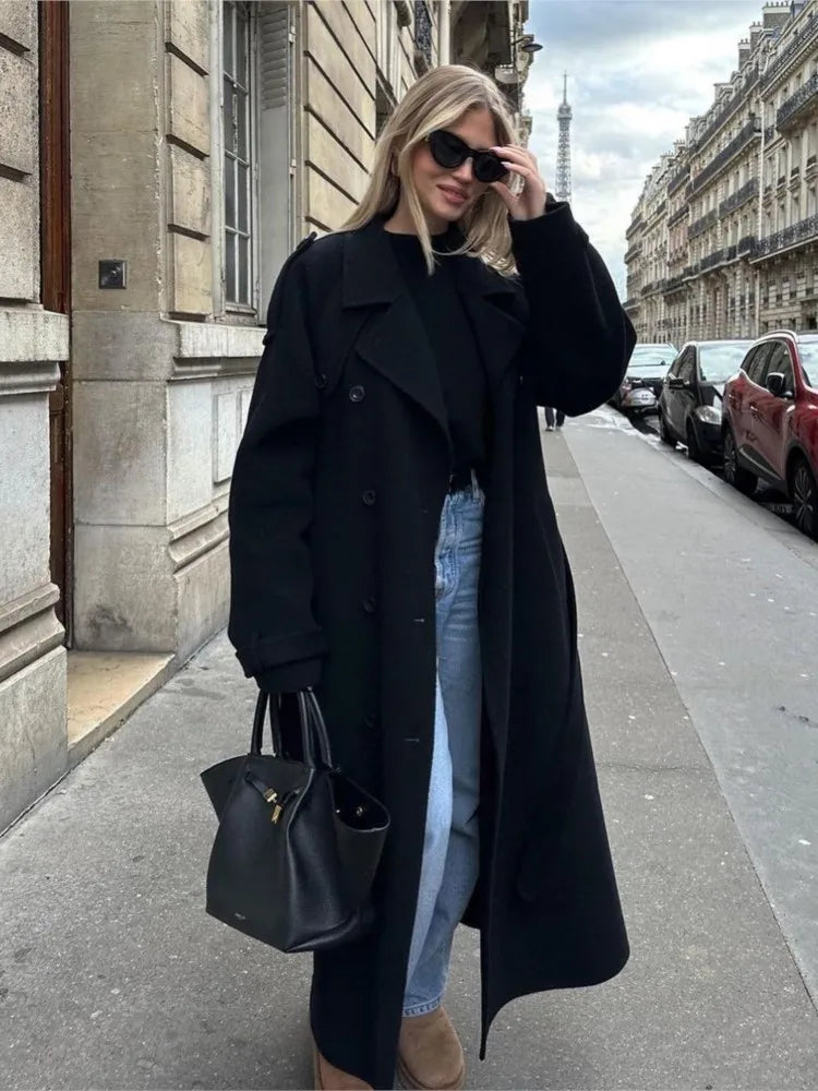 Manteau Long Noir Femme Hiver