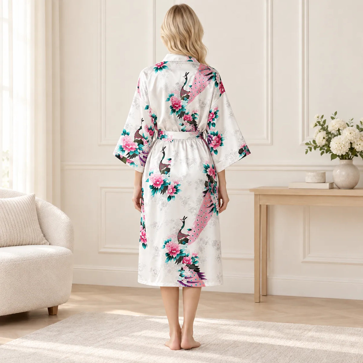 Peignoir Blanc Motif Stylé