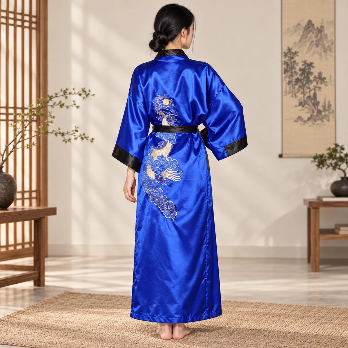 Peignoir Femme Chinois Bleu