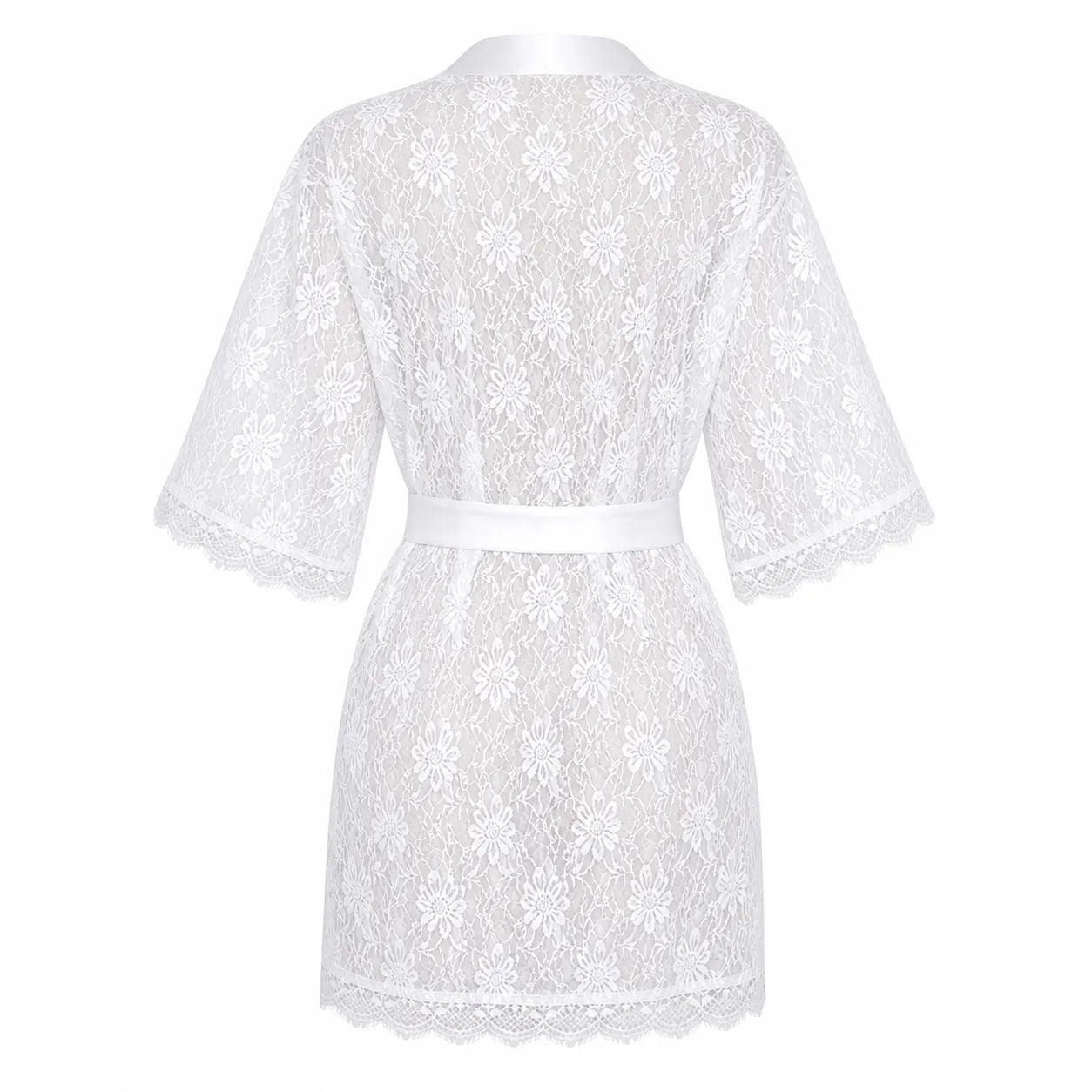 Peignoir Kimono Blanc Dentelles Sexy Design