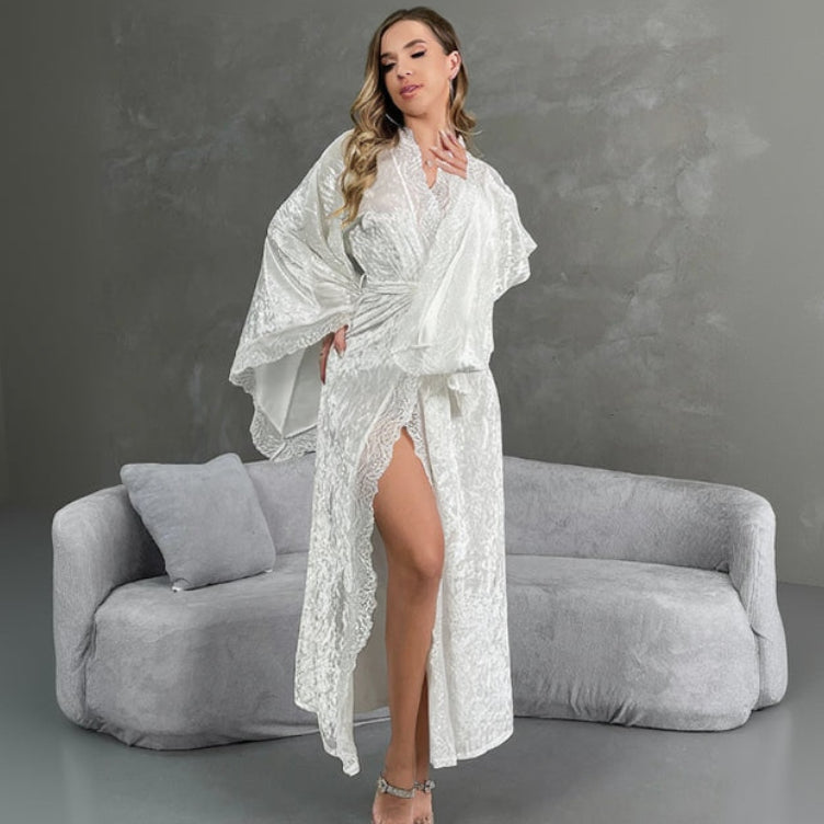 Peignoir Kimono Blanc Velouté Design