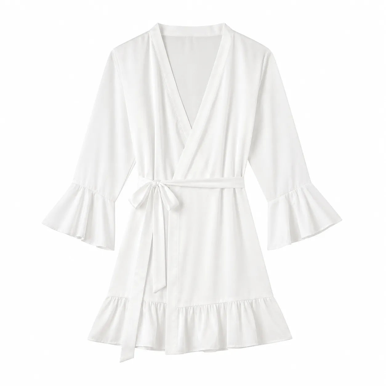 Peignoir Kimono Blanc d’Été à Volants Design
