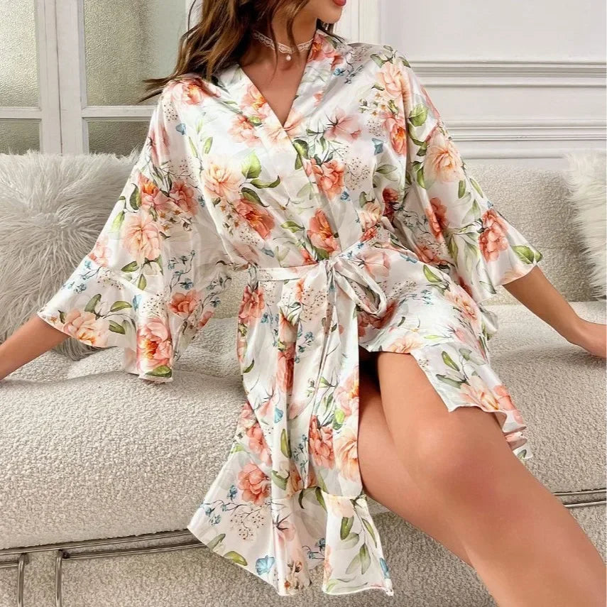 Peignoir Kimono Fleuri Élégante