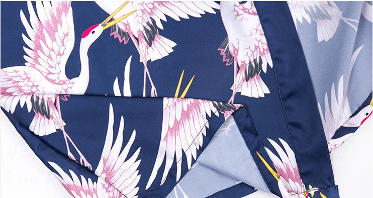 Peignoir Kimono Grues imprimé