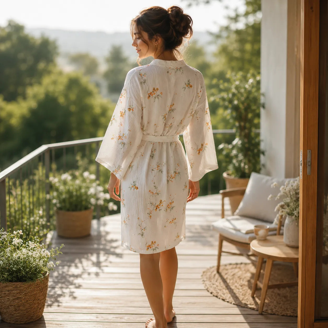 Peignoir Kimono Léger en Coton Design