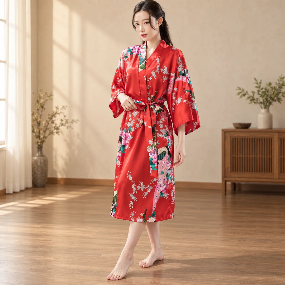 Peignoir Kimono Long Rouge
