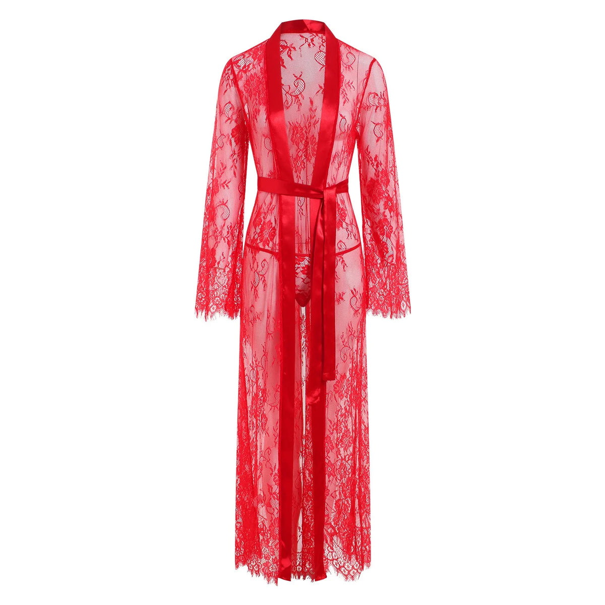 Peignoir Kimono Sexy en Dentelles rouge