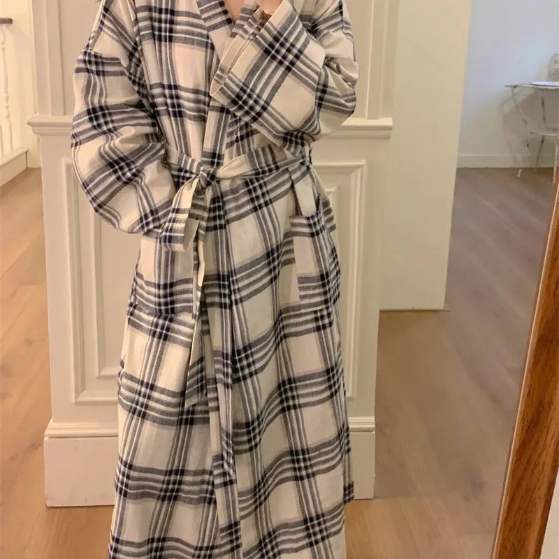 Peignoir Kimono de Nuit Carreaux Style