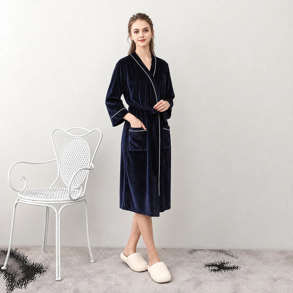 Peignoir de Bain Bleu Femme