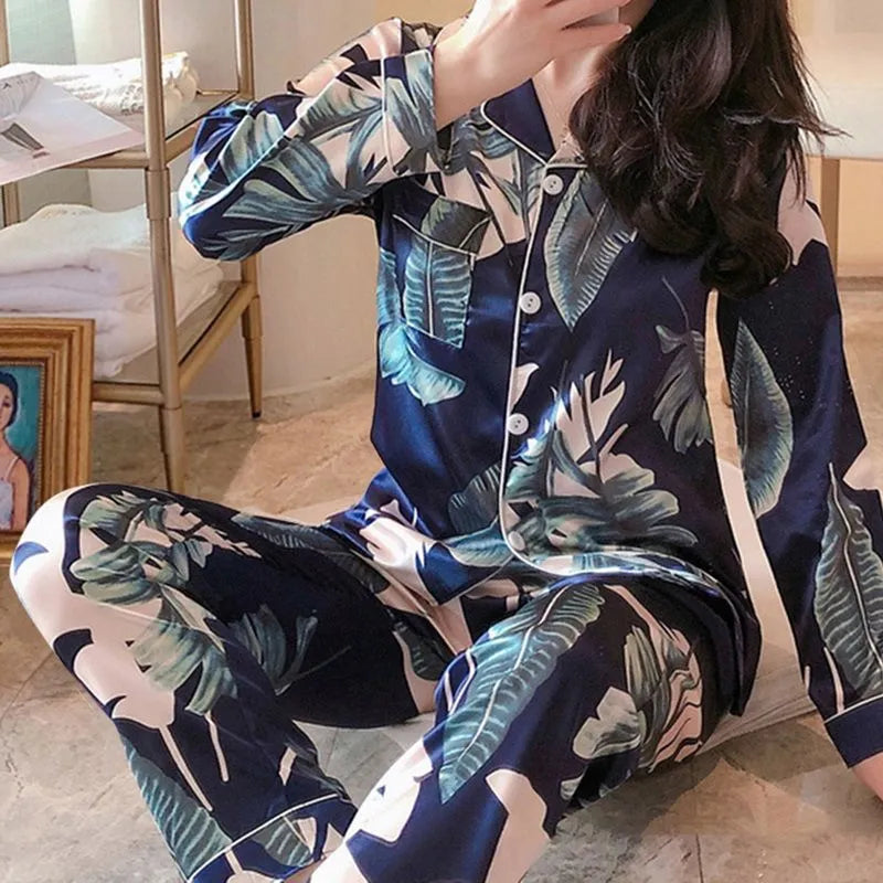 Pyjama Kimono Bleu Marine Léger