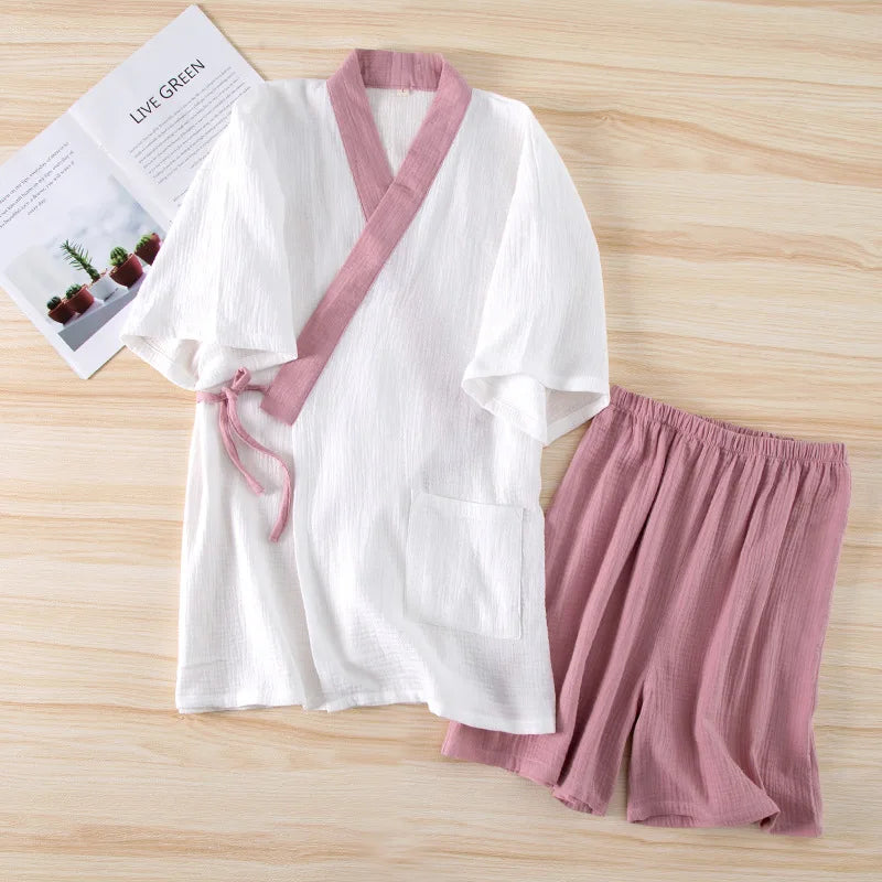 Pyjama Kimono D’été Rose Coton