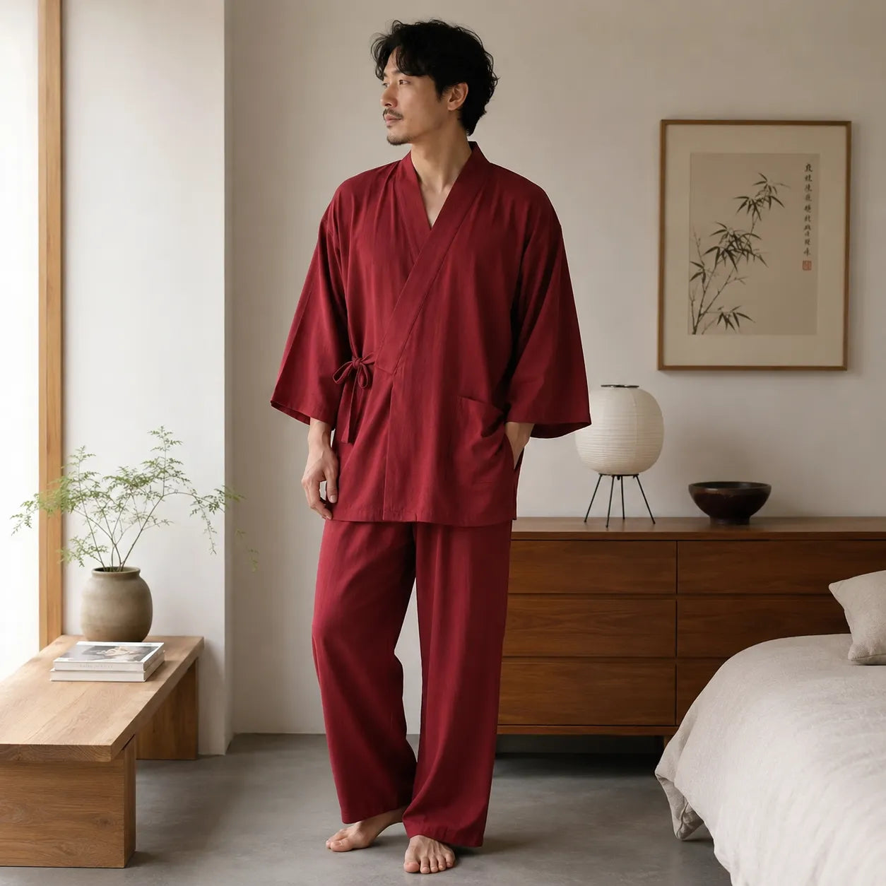 Pyjama Kimono Homme Rouge