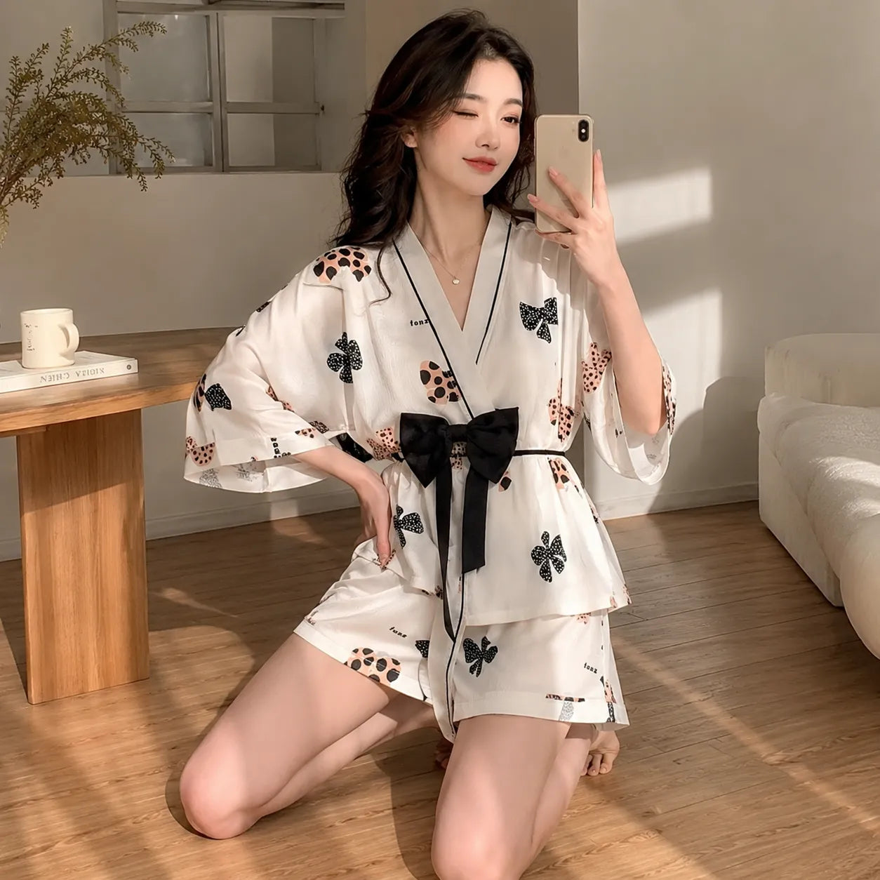 Pyjama Kimono d’Été à Nœud