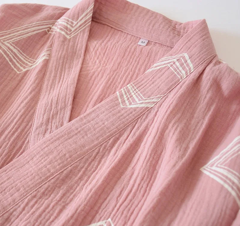 Pyjama Kimono en Coton Confortable col v