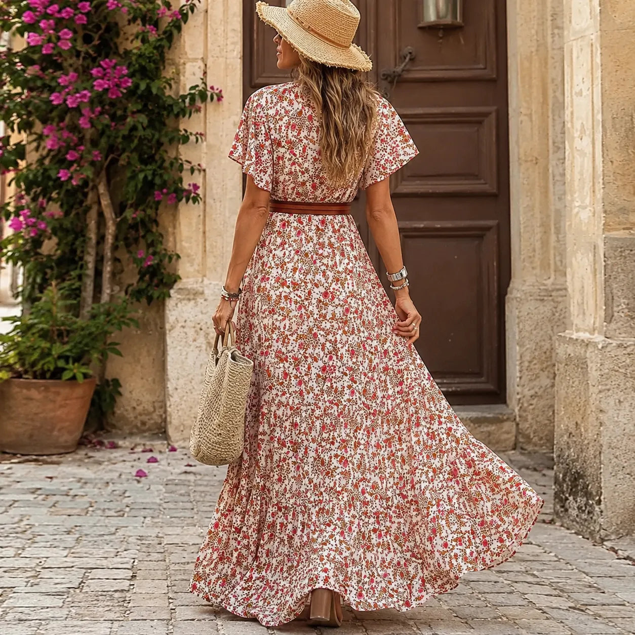 Robe Fendue Bohème Style Kimono Dos