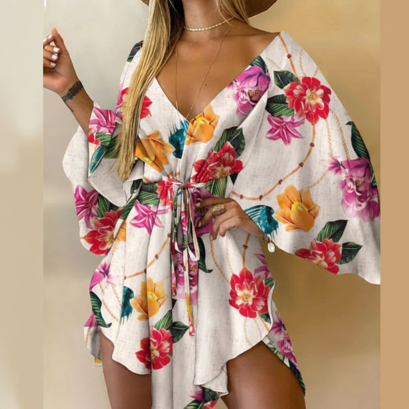 Robe Kimono Courte Fleurie