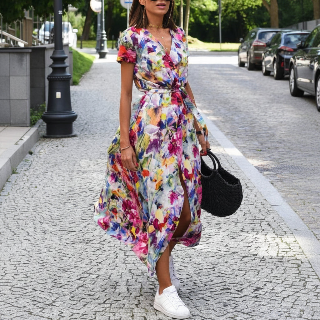 Robe Kimono Fleurie Multicolore