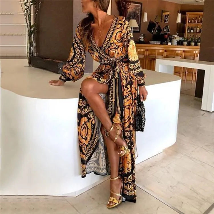 Robe Kimono Imprimée Chic 