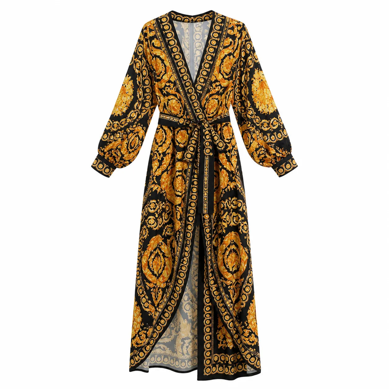 Robe Kimono Imprimée Chic Évasée
