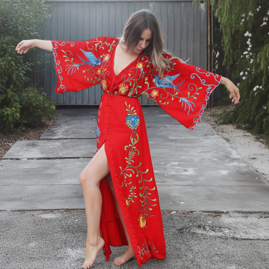 Robe Kimono Légère Brodée