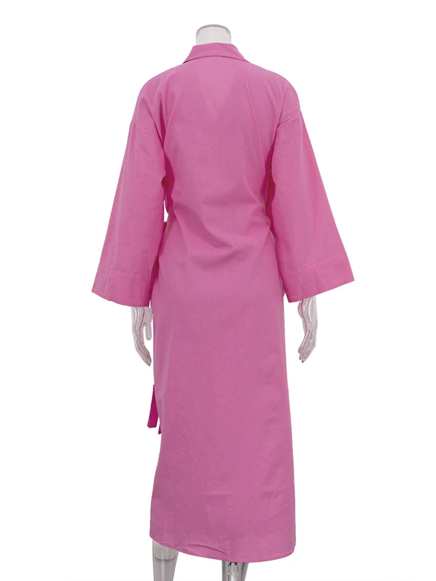 Robe Kimono Longue Rose élégante