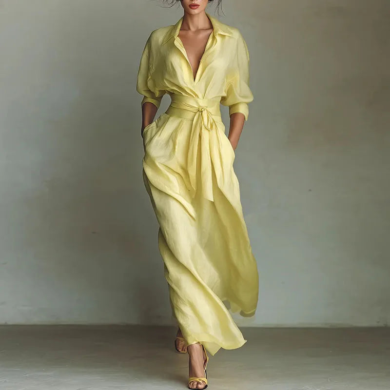 Robe Kimono Maxi Boho Jaune