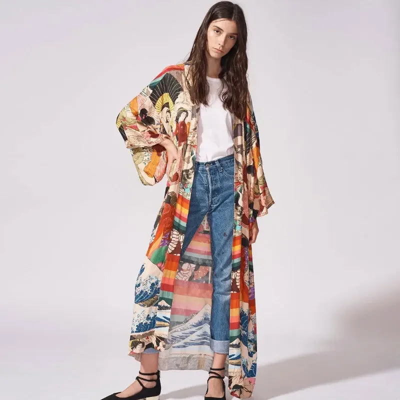 Robe Kimono Plage Vagues Design