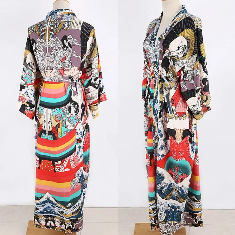 Robe Kimono Plage Vagues Léger