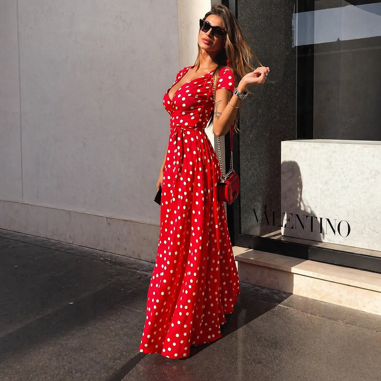 Robe Kimono Rouge à Pois Stylé