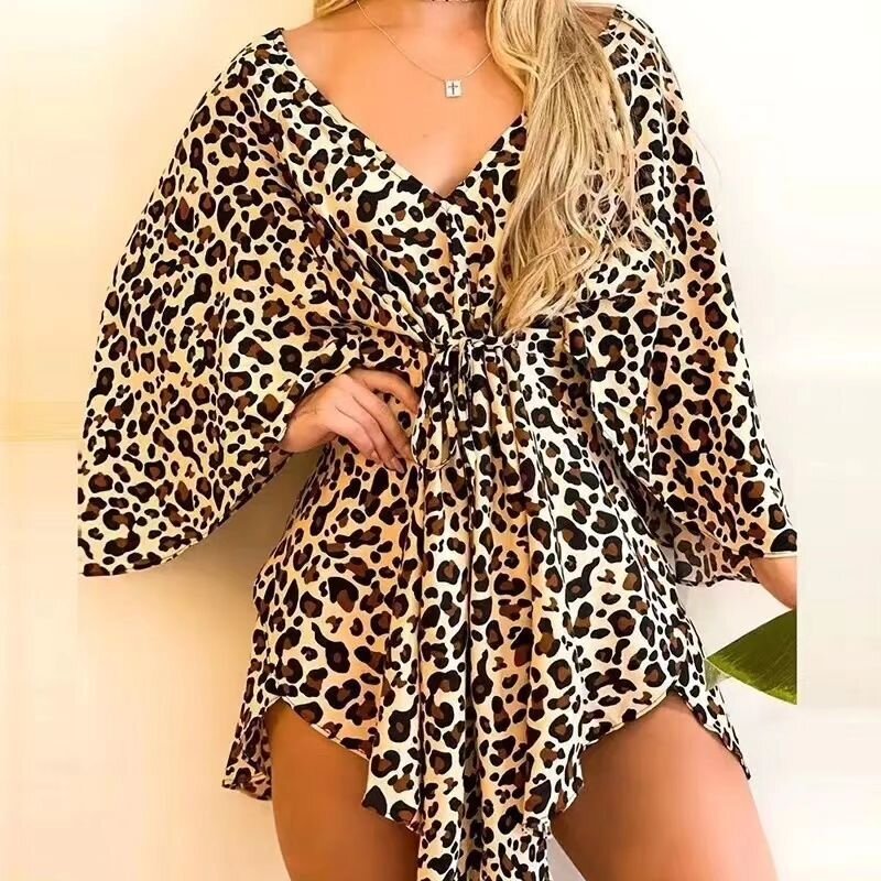 Robe Kimono de Plage Léopard