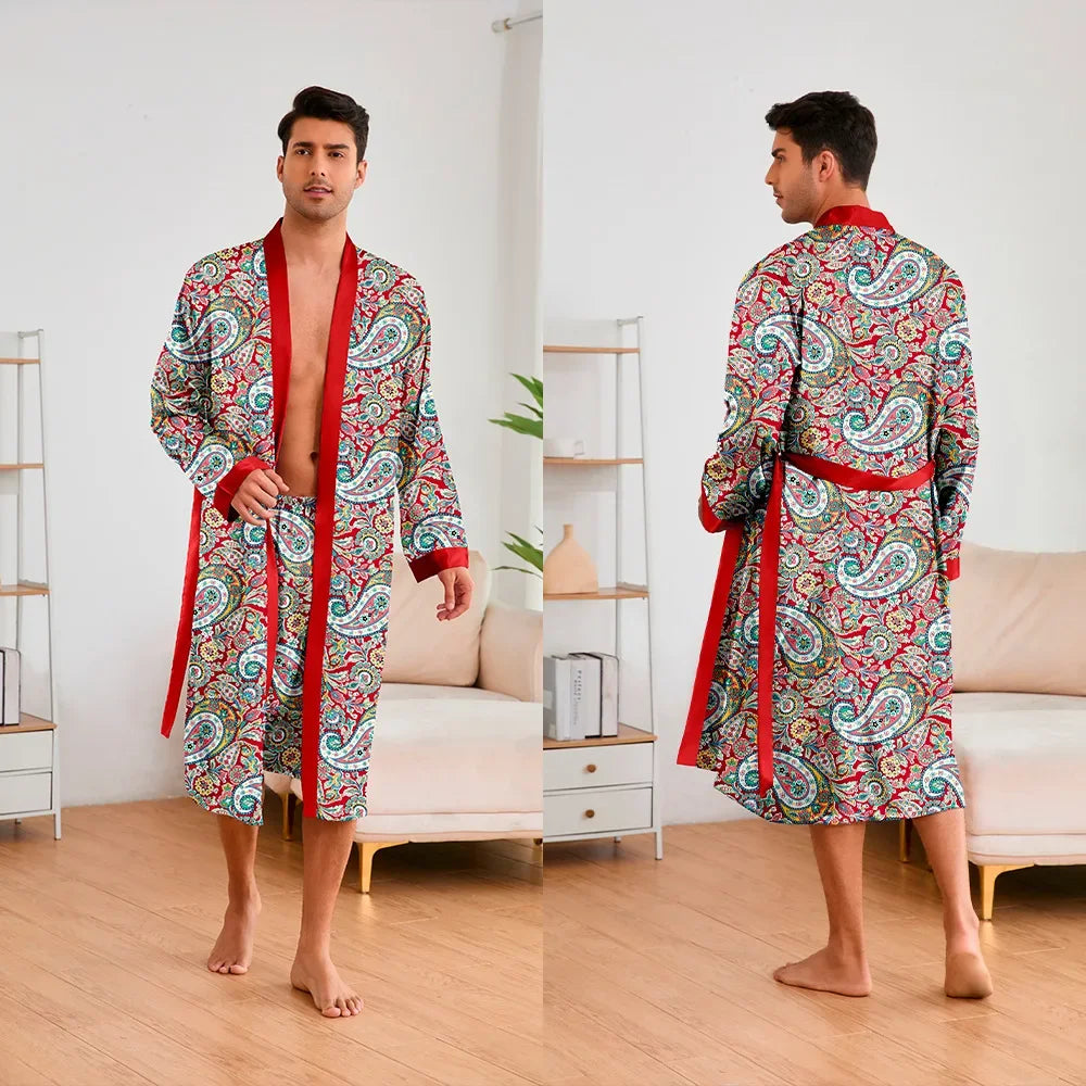 Robe de Chambre Courte en Satin Homme