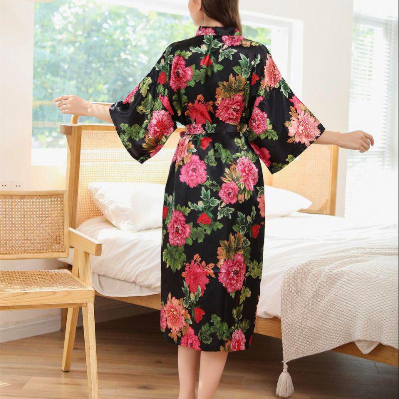 Robe de Chambre Kimono Fleuri Dos