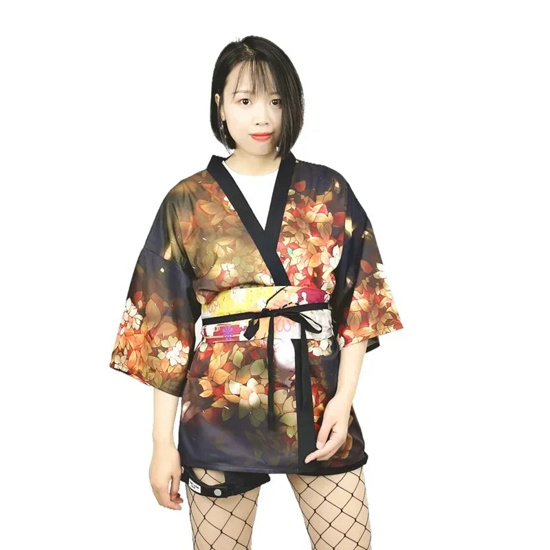 Kimono Court Femme à Motif Floral qualité