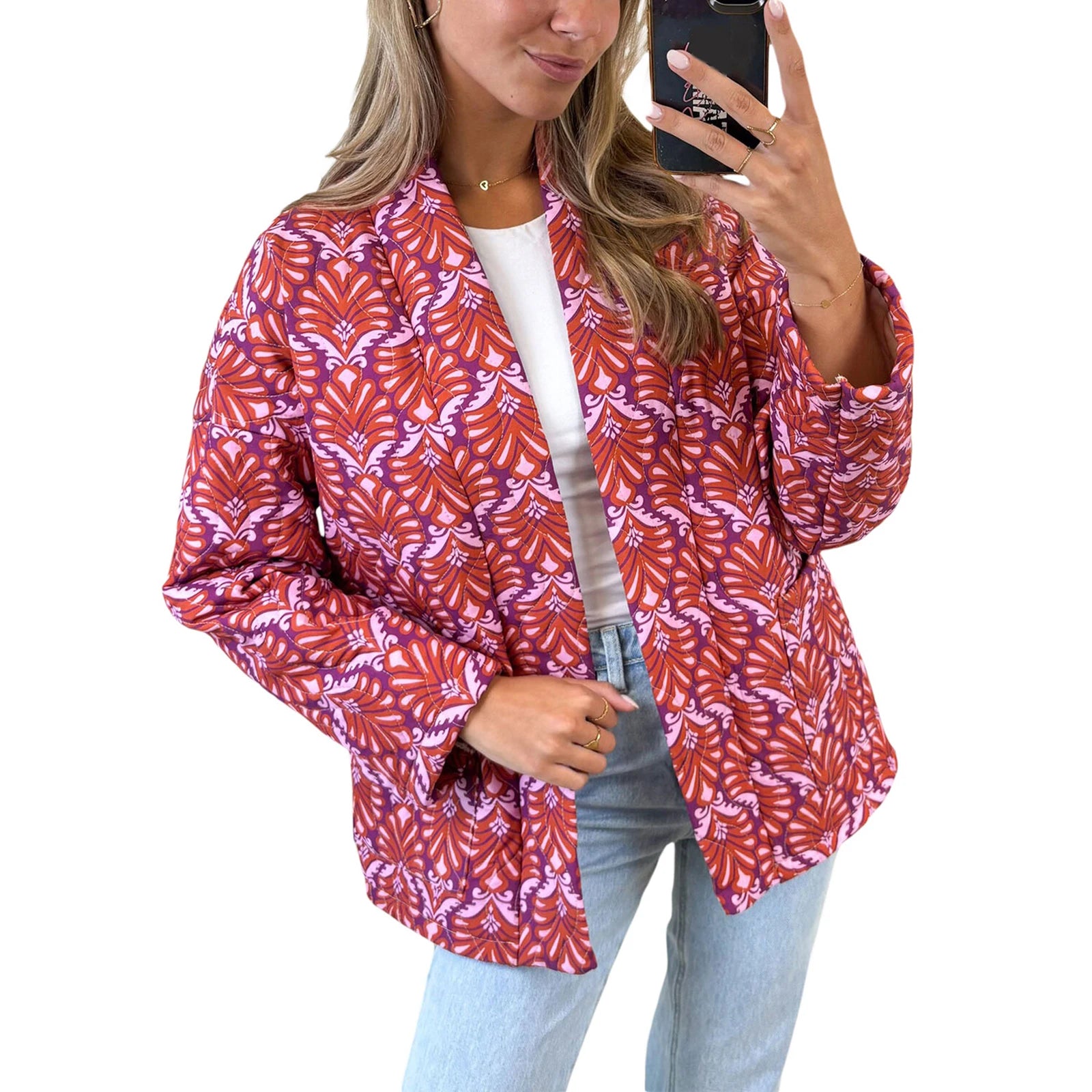 Veste Kimono Matelassée Design Fuchsia