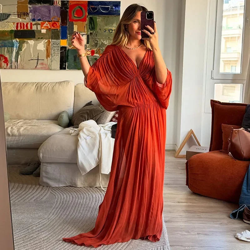 Robe Style Kimono Orange Stylée